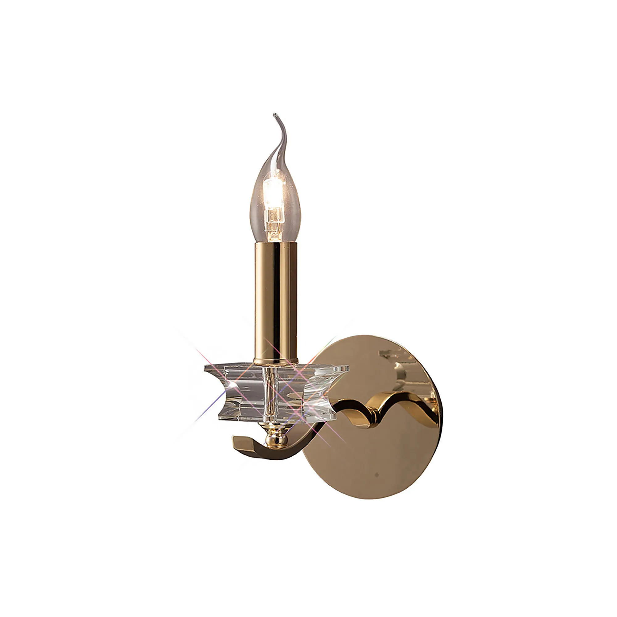 Nydia French Gold Crystal Wall Lights Diyas Armed Wall Lights